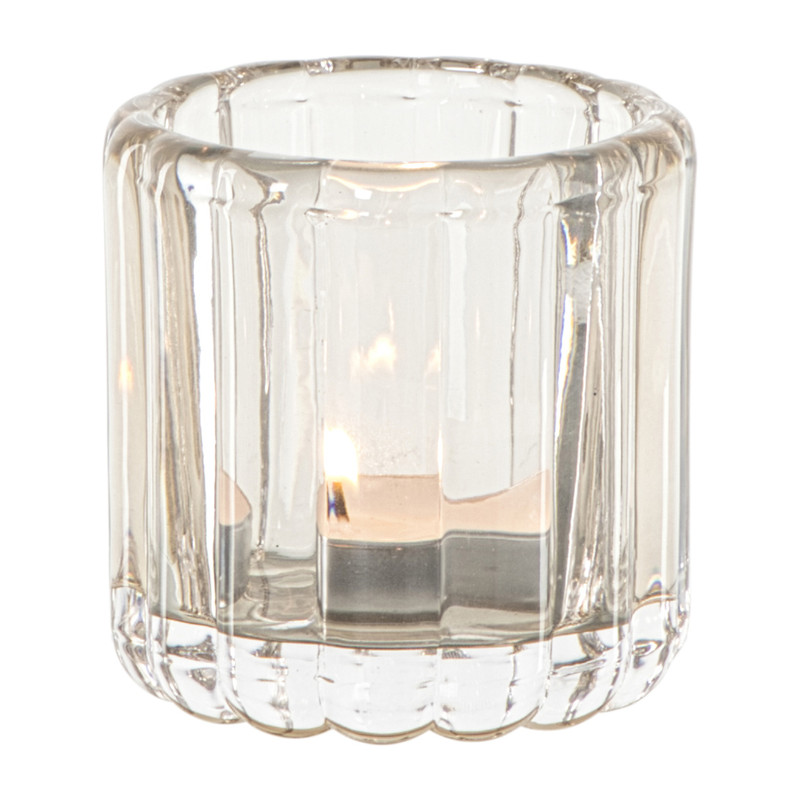 Waxinelichthouder glas klein - beige - ø8.5x8.5 cm