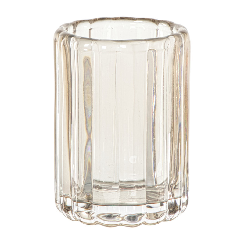 Waxinelichthouder glas groot - beige - ø8.5x12 cm