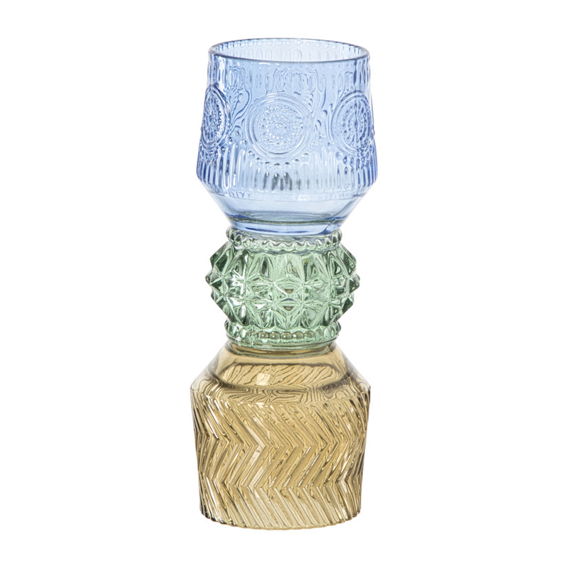 Waxinelichthouder stapel - blauw - ø8x20 cm