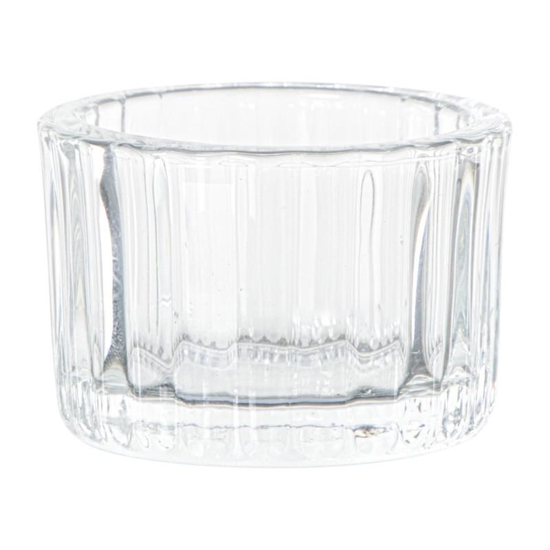 Waxinelichthouder ribbel - transparant - ø5.5x3.7 cm