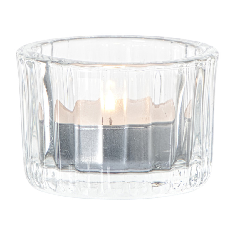 Waxinelichthouder ribbel - transparant - ø5.5x3.7 cm