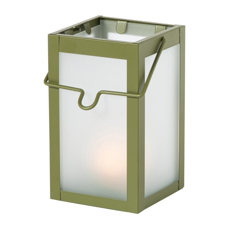 Mini windlichtje - groen/grijs - ø8x14 cm - diverse varianten