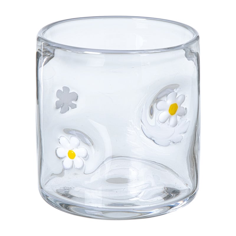 Xenos Waxinelichthouder madelief glas - transparant - &oslash;10x10 cm