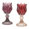 Waxinelichthouder tulp - rood/roze - ø7.8x14 cm