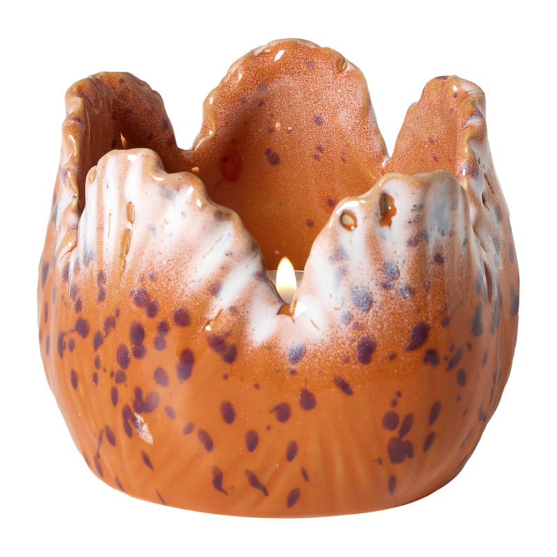 Waxinelichthouder tulp - oranje - ø8.5x6.5 cm