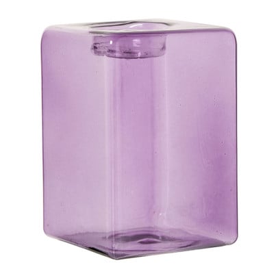 Waxinelichthouder vierkant - paars - 12.5x8.5x8.5 cm
