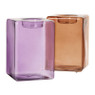 Waxinelichthouder vierkant - paars - 12.5x8.5x8.5 cm