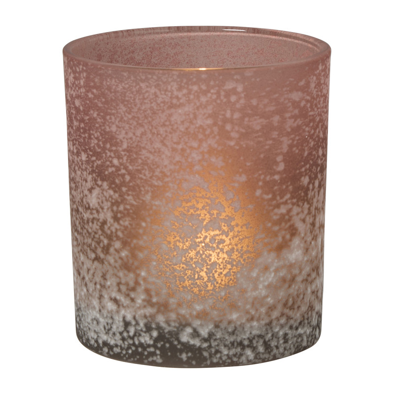 Waxinelichthouder faded groot - roze - ø9x10 cm