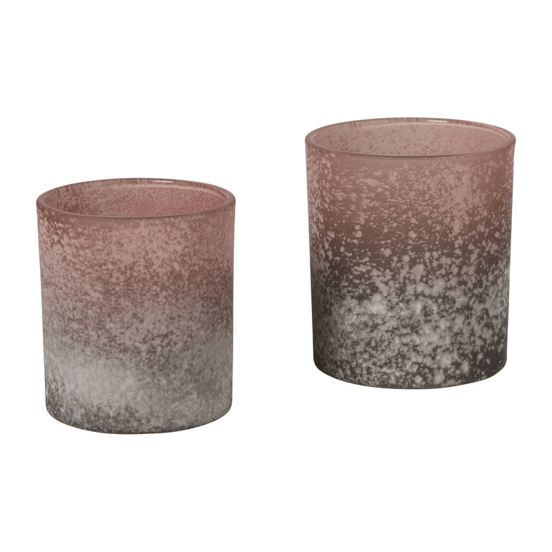 Waxinelichthouder faded groot - roze - ø9x10 cm