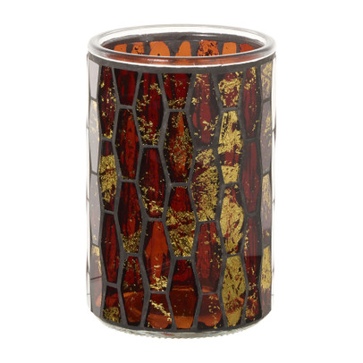 Waxinelichthouder mozaiek groot - goudkleurig - ø10x15 cm