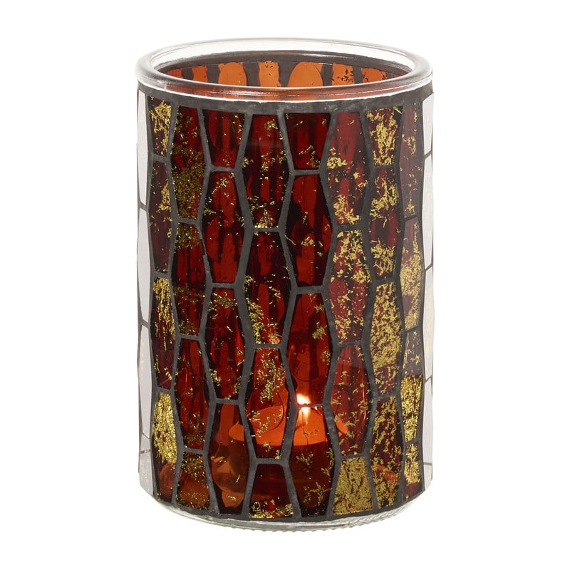 Waxinelichthouder mozaiek groot - goudkleurig - ø10x15 cm