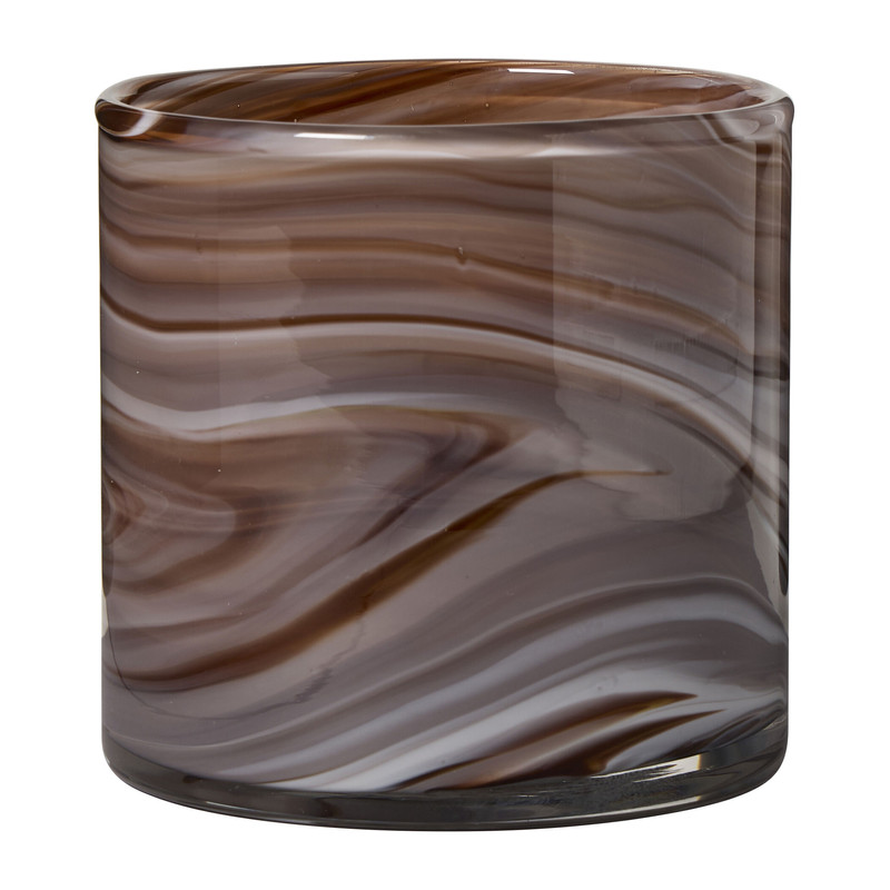 Waxinelichthouder marmerprint groot - bruin - ø10x10 cm
