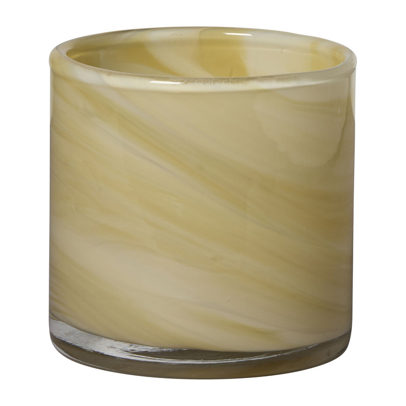 Waxinelichthouder marmerprint klein - beige - ø8x8 cm
