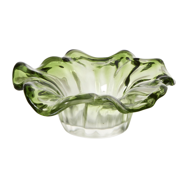 Waxinelichthouder bloem - groen - ø12x4.5 cm