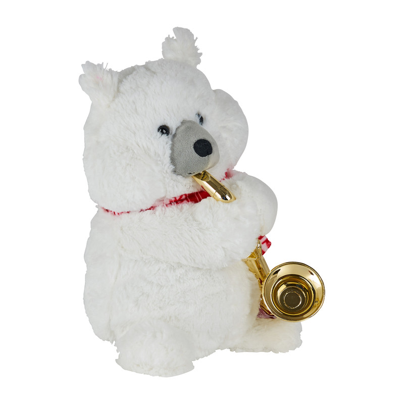 Beer met kerstmuziek - 26 cm hoog