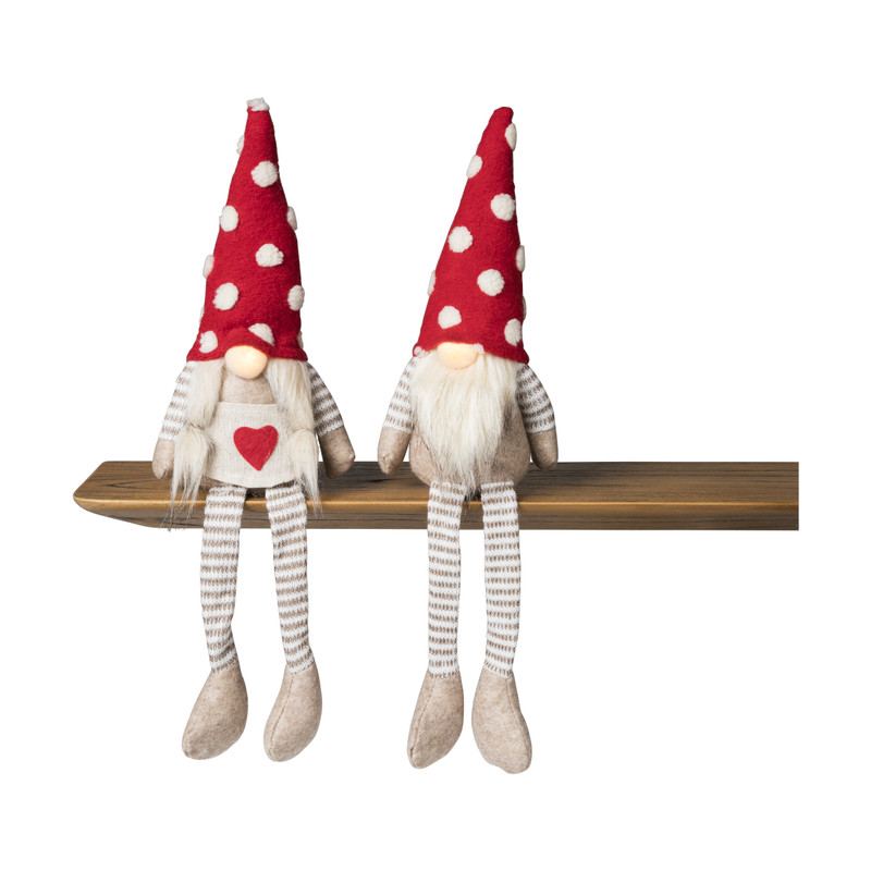 Knuffel Gnome met led - diverse varianten - 43x12x10 cm