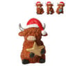 Beeldje koe met kerstmuts - 12 cm - diverse varianten