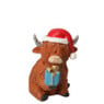 Beeldje koe met kerstmuts - 12 cm - diverse varianten