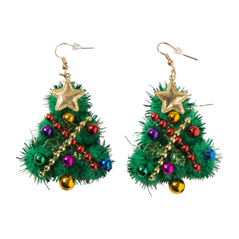 Oorbellen kerstboom - multikleur