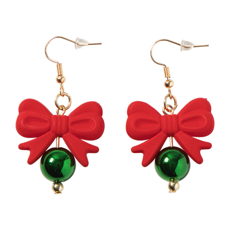 Oorbellen kerststrik - multikleur