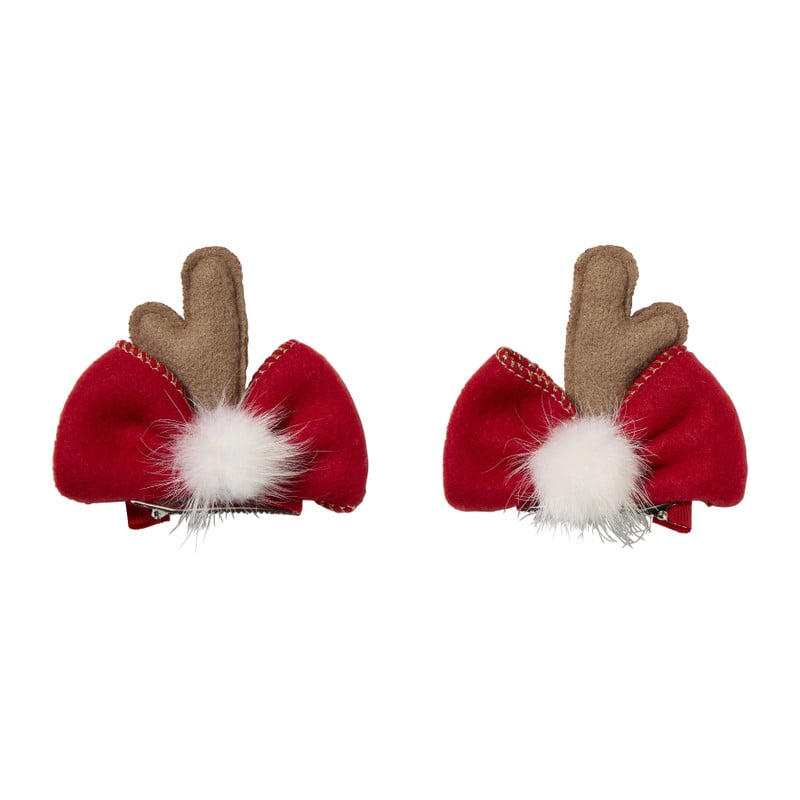 Kerst haarclip rendier met strik - multikleur - 8x9 cm 