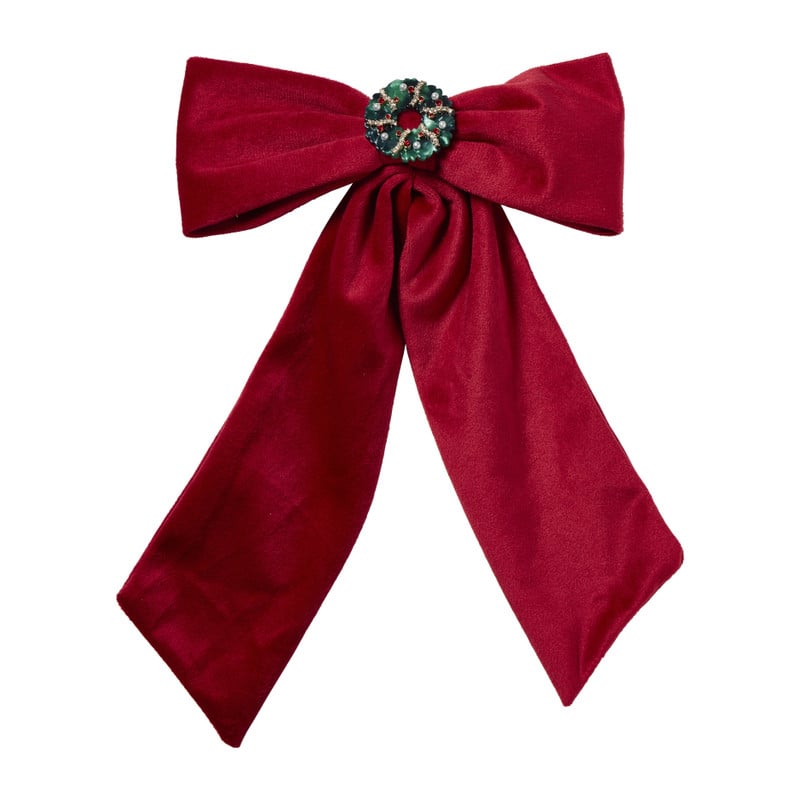 Kerst haarclip strik - rood - 19x27x2 cm 