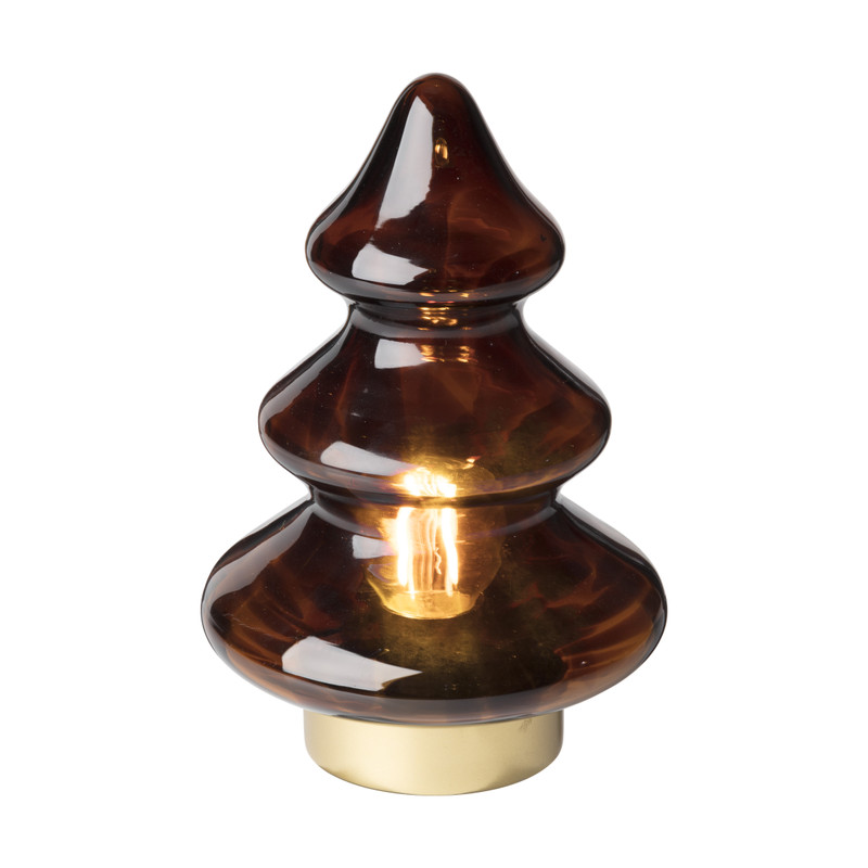 Lamp kerstboom - bruin - ⌀14x22 cm
