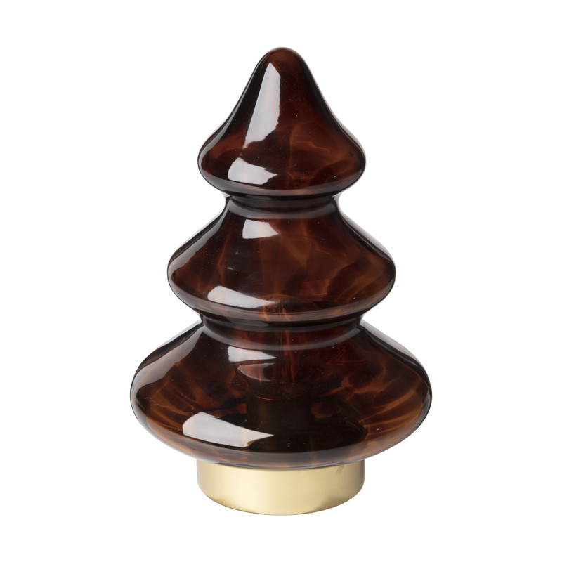 Lamp kerstboom - bruin - ⌀14x22 cm