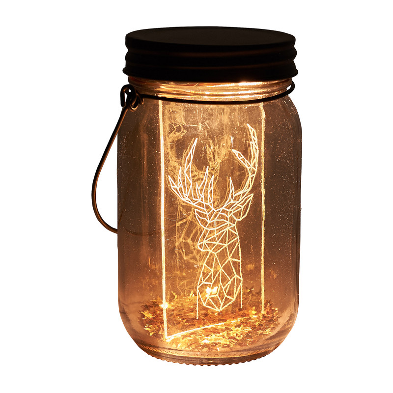Pot met ledverlichting - rendier -14 cm