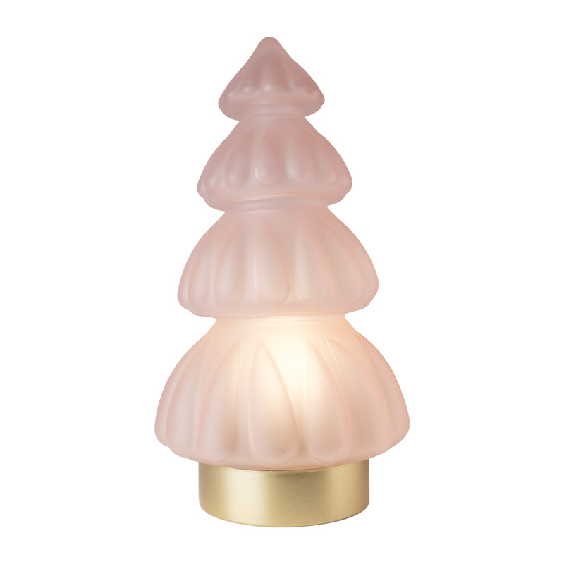 Kerstboom lamp- roze - 15x15x28.5 cm