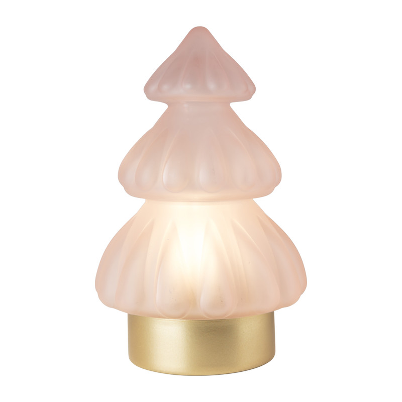 Kerstboom lamp - roze - 12x12x18.5 cm