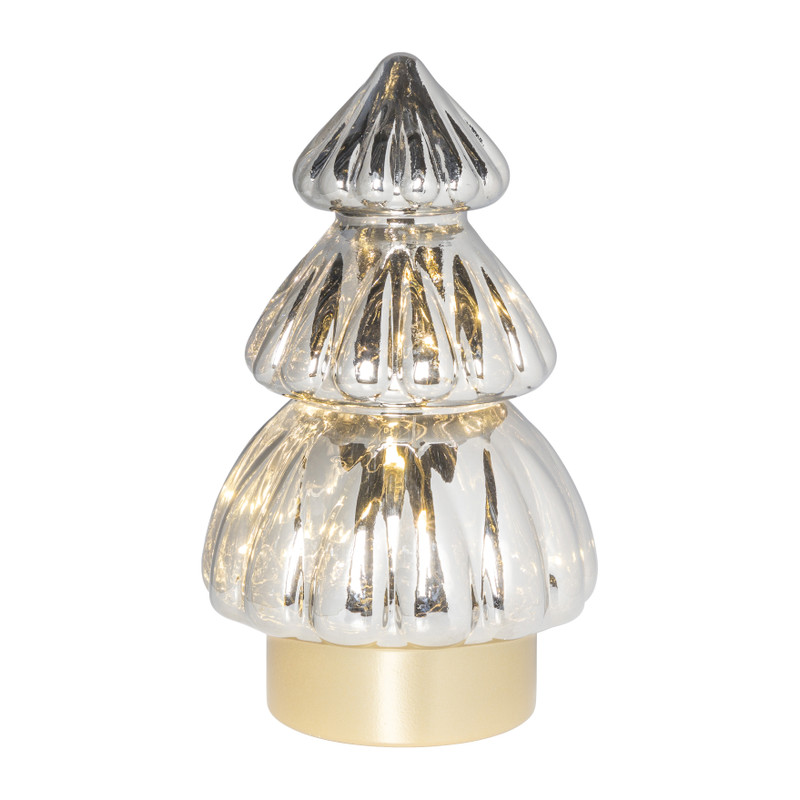 Kerstboom lamp - grijs - 13.5x13.5x20 cm