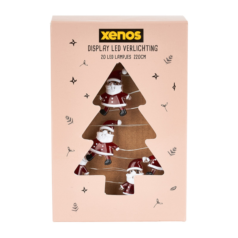 Kerstverlichting kerstman – warm wit – 20 lampjes - 2,2 meter