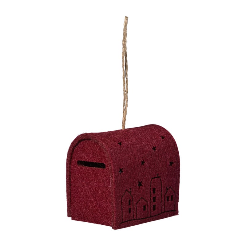 Kersthanger brievenbus - roze - 6.5x6x4.5 cm