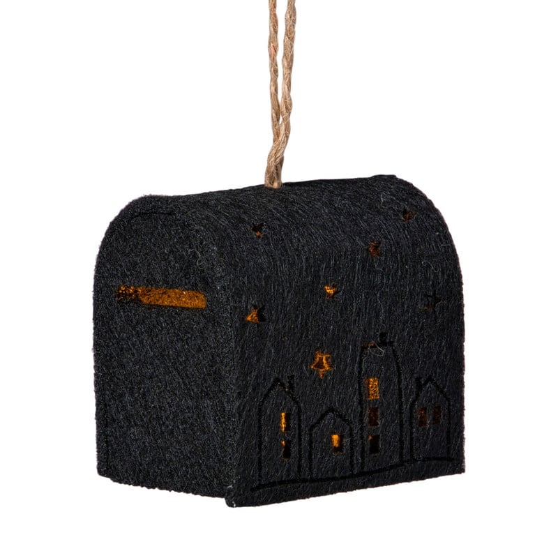 Kersthanger brievenbus - zwart - 6.5x6x4.5 cm