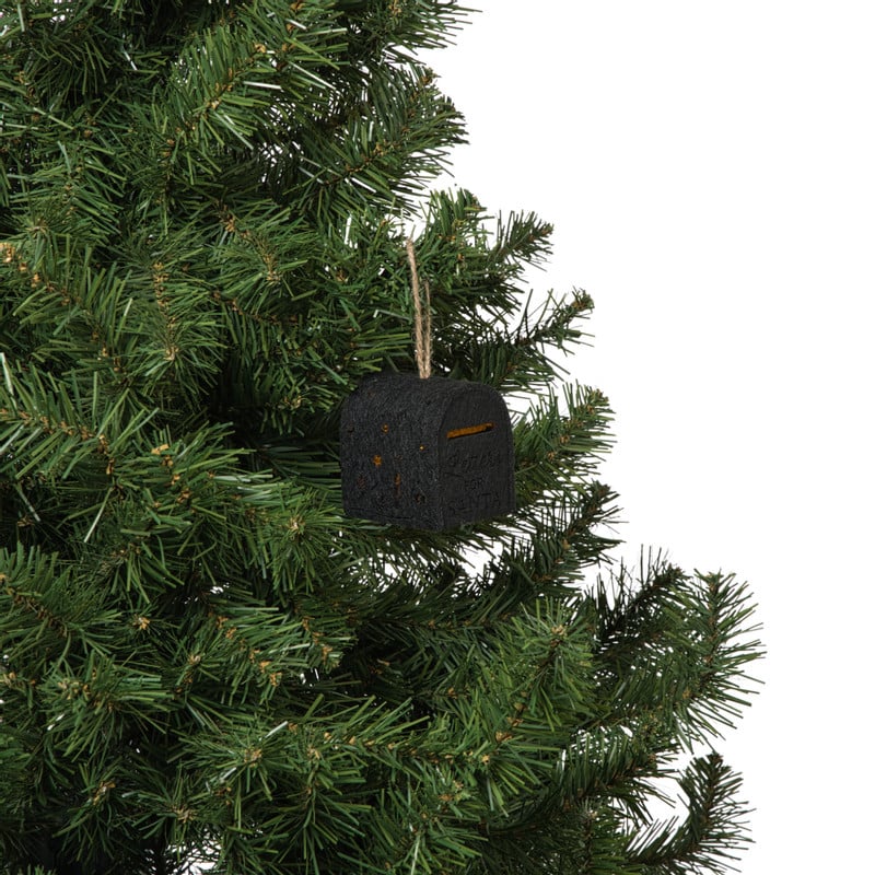 Kersthanger brievenbus - zwart - 6.5x6x4.5 cm