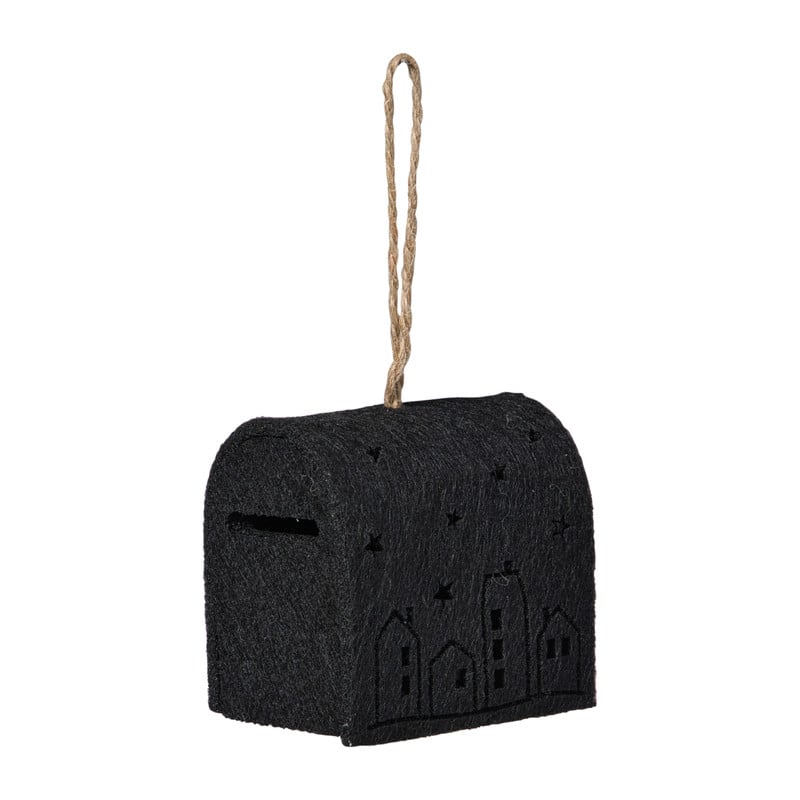 Kersthanger brievenbus - zwart - 6.5x6x4.5 cm