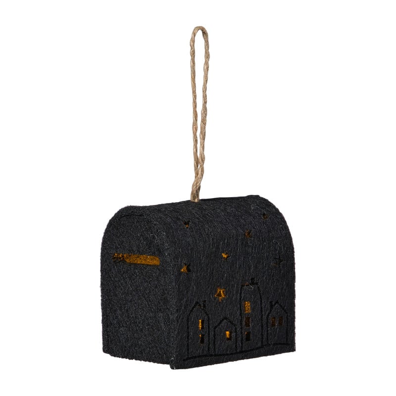 Kersthanger brievenbus - zwart - 6.5x6x4.5 cm