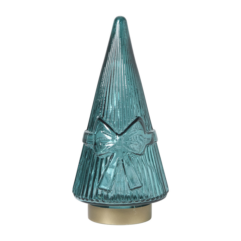 Kerstboom beeldje glas - groen - ø10.5x22.6 cm