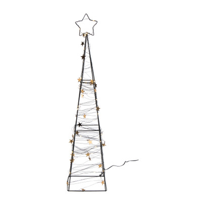 Kerstboom met LED lampjes - zwart/goudkleurig - 60 cm
