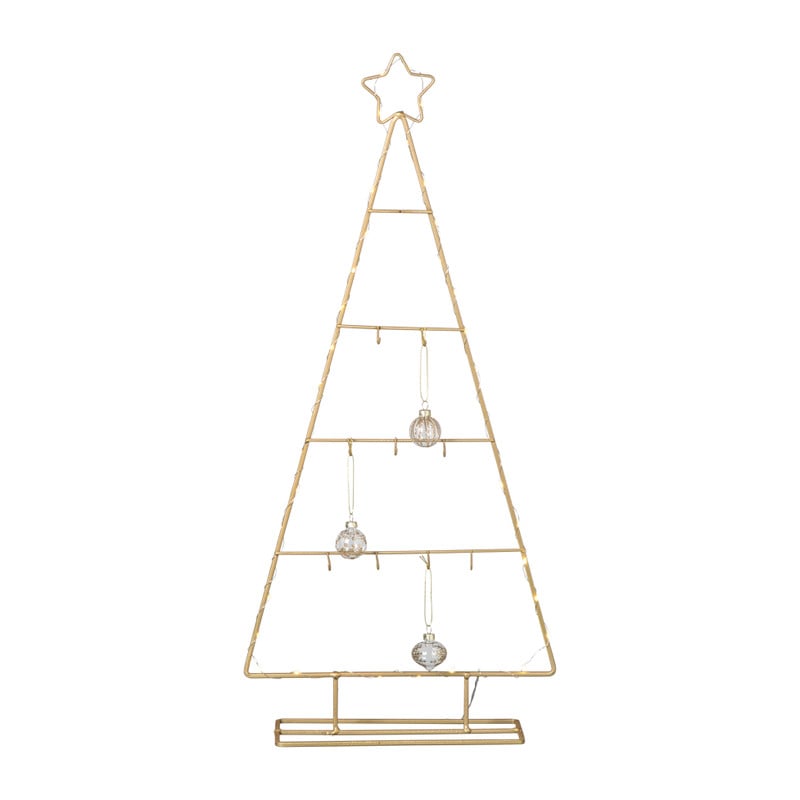 Kerstboom standaard met LED licht - goud - 77 cm