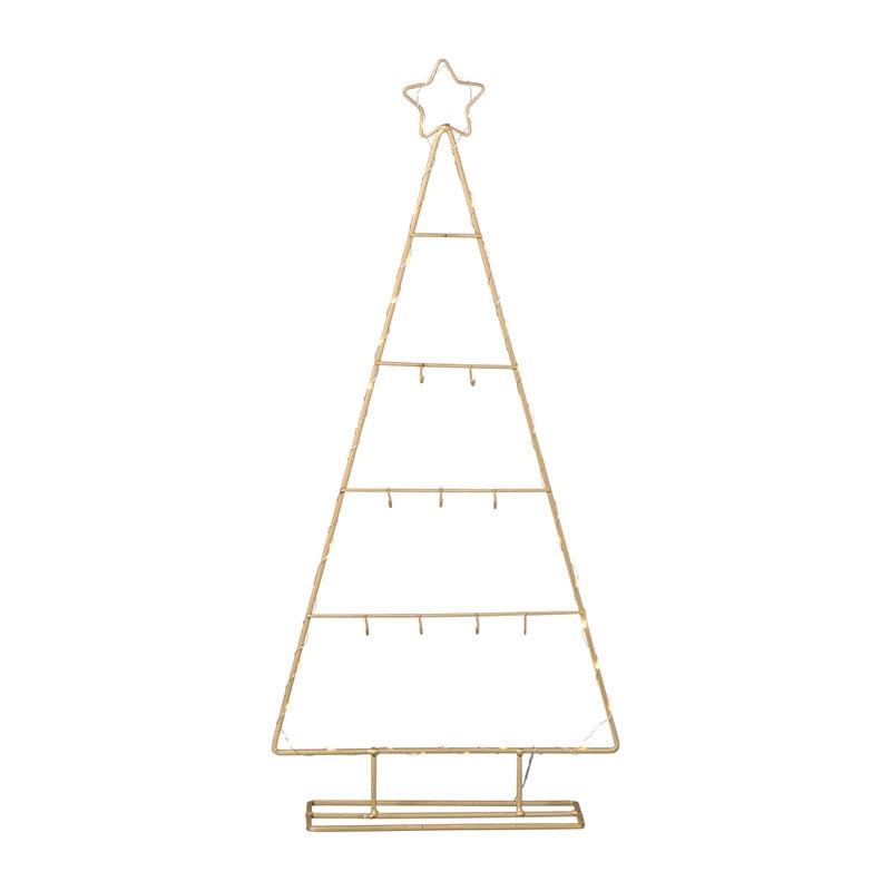 Kerstboom standaard met LED licht - goud - 77 cm