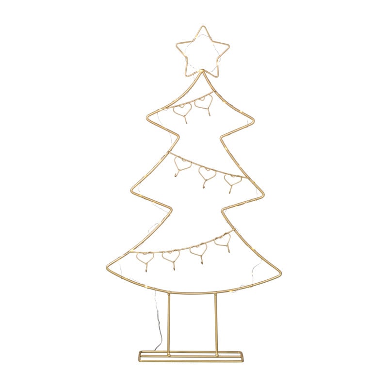 Kerstboom standaard met LED licht - goud - 68 cm