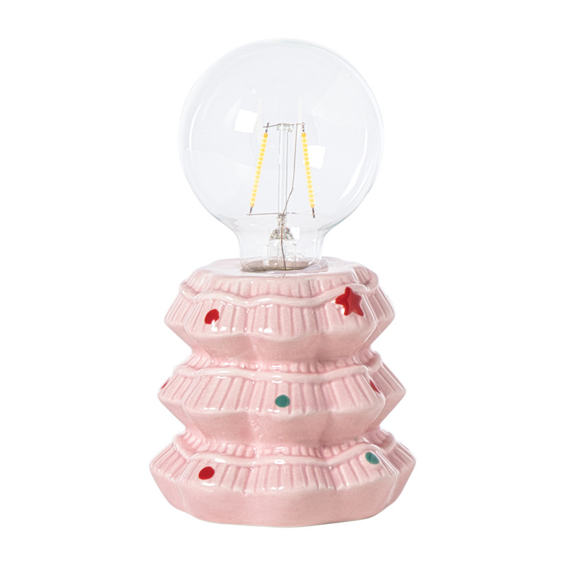 Kerst tafellamp - roze - ø10.5x16.5 cm