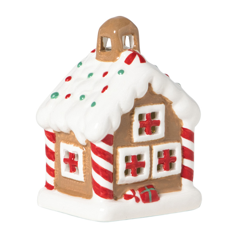 Kersthuisje LED klein - bruin - 10.5x7.5x6.5 cm