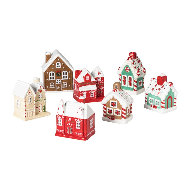 Kersthuisje LED - bruin - 13x10.3x6.6 cm