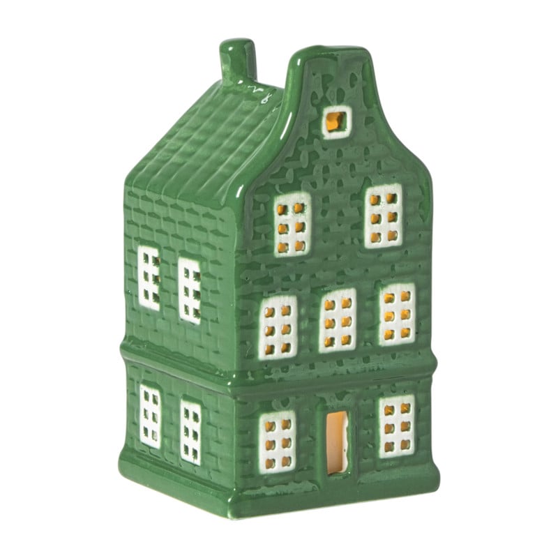Kersthuisje - groen - 11x5.5x5.5 cm