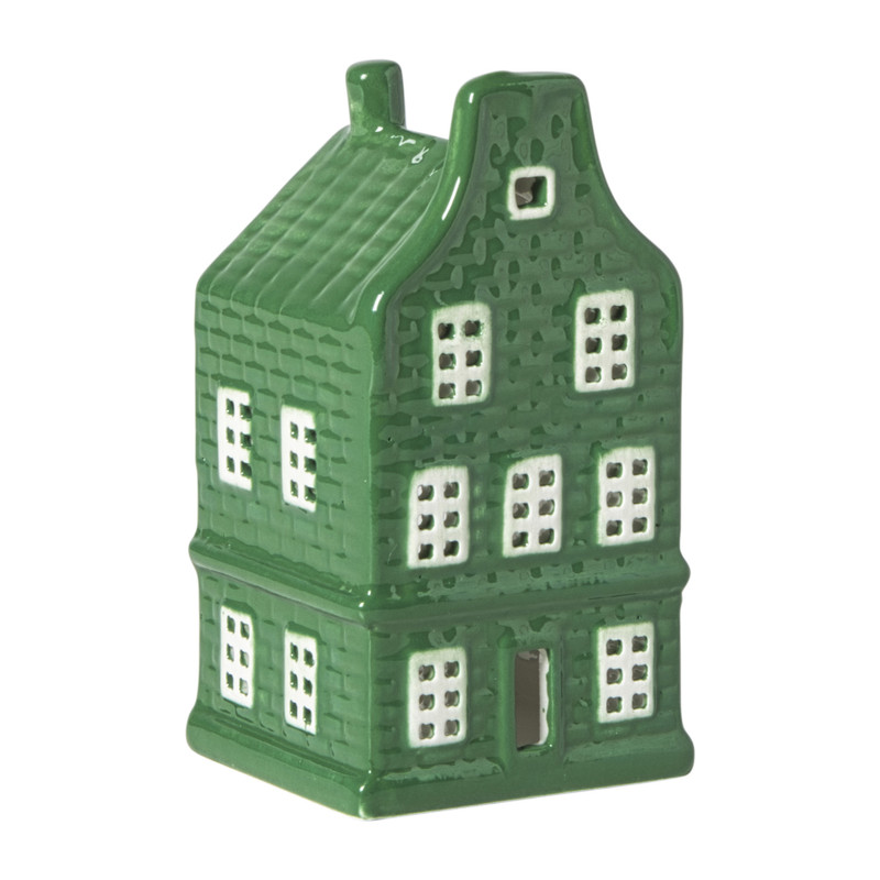 Kersthuisje - groen - 11x5.5x5.5 cm