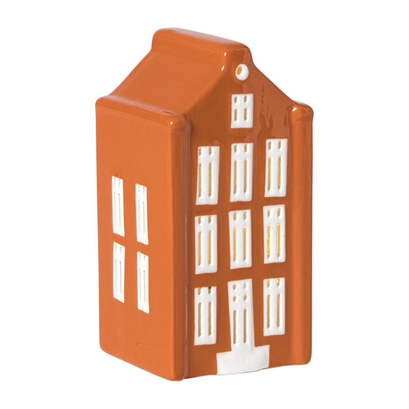 Kersthuisje - oranje - 11x5.5x5.5 cm