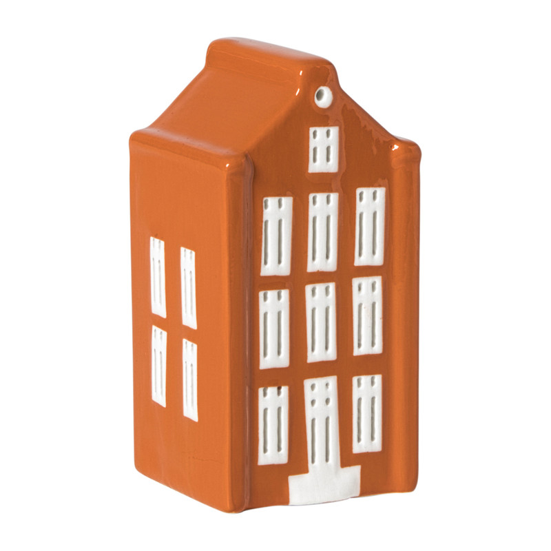Kersthuisje - oranje - 11x5.5x5.5 cm